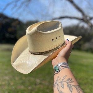 Vintage George Strait Resistol Straw Cowboy Hat {Size 7 1/4 Long Oval}